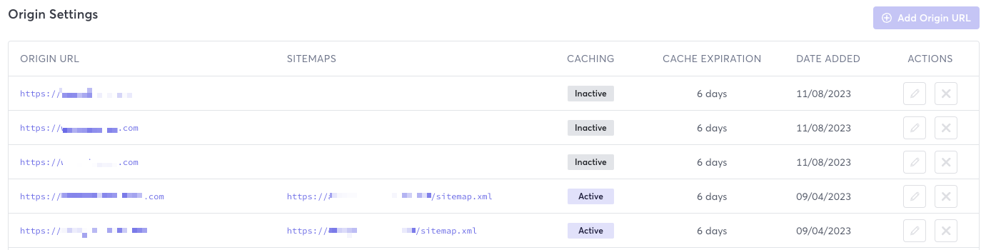 Prerendering Origin Settings Tab